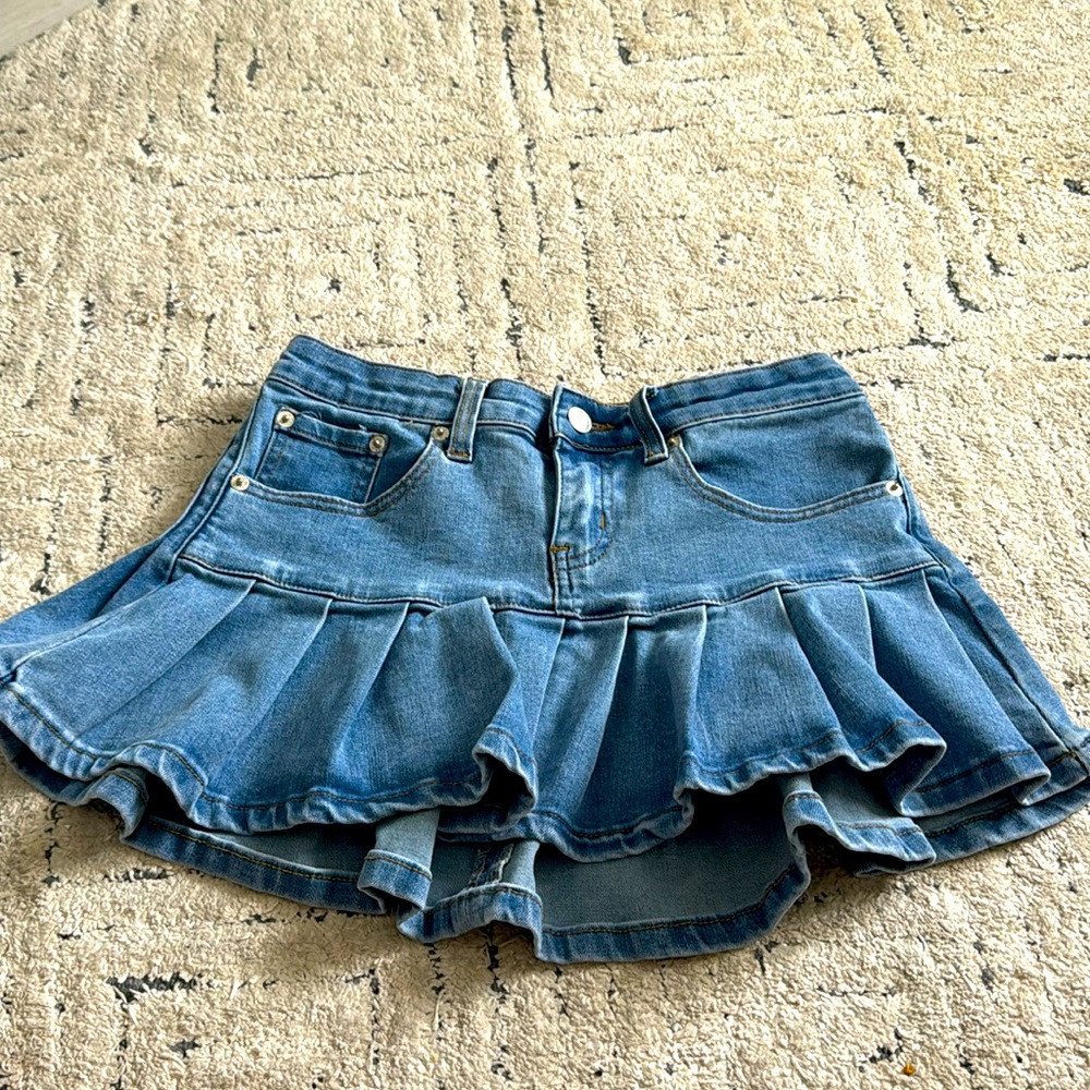 Pleated Denim Skirt